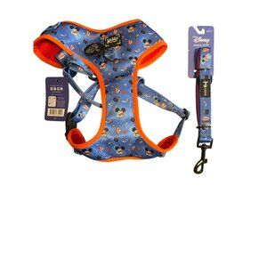 Disney Sassy Woof Dog Leash Harness Set Blue Red Mickey Mouse Popcorn Sz XL NWT